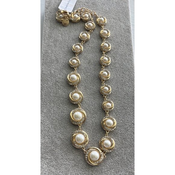 Charter Club Gold-Tone Necklace With Faux Pearls & Rhinestone Accents 20" Adjust - Picture 4 of 7